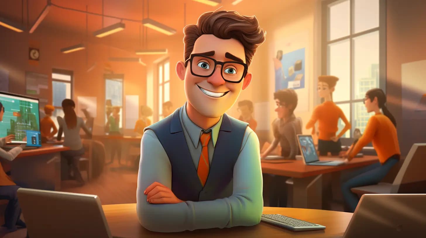 Alex en su primer día de trabajo